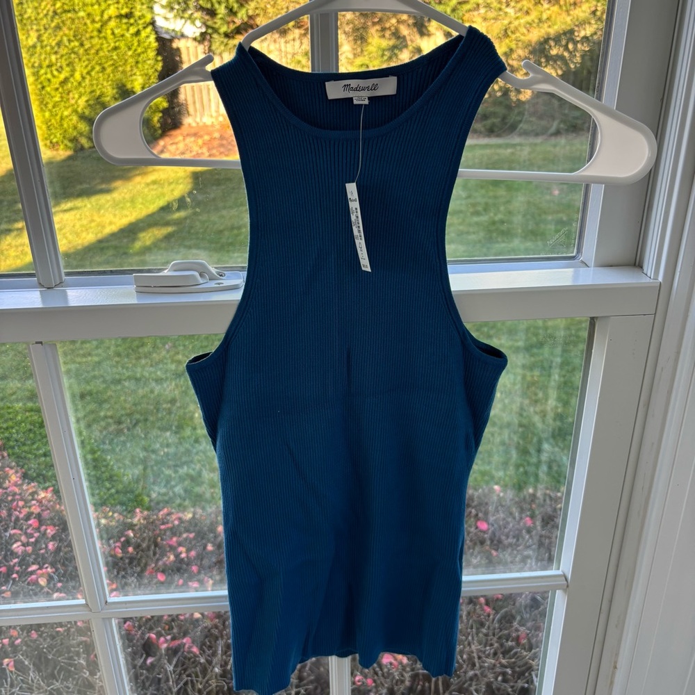 Madewell Blue Knit Ribbed Tank Top